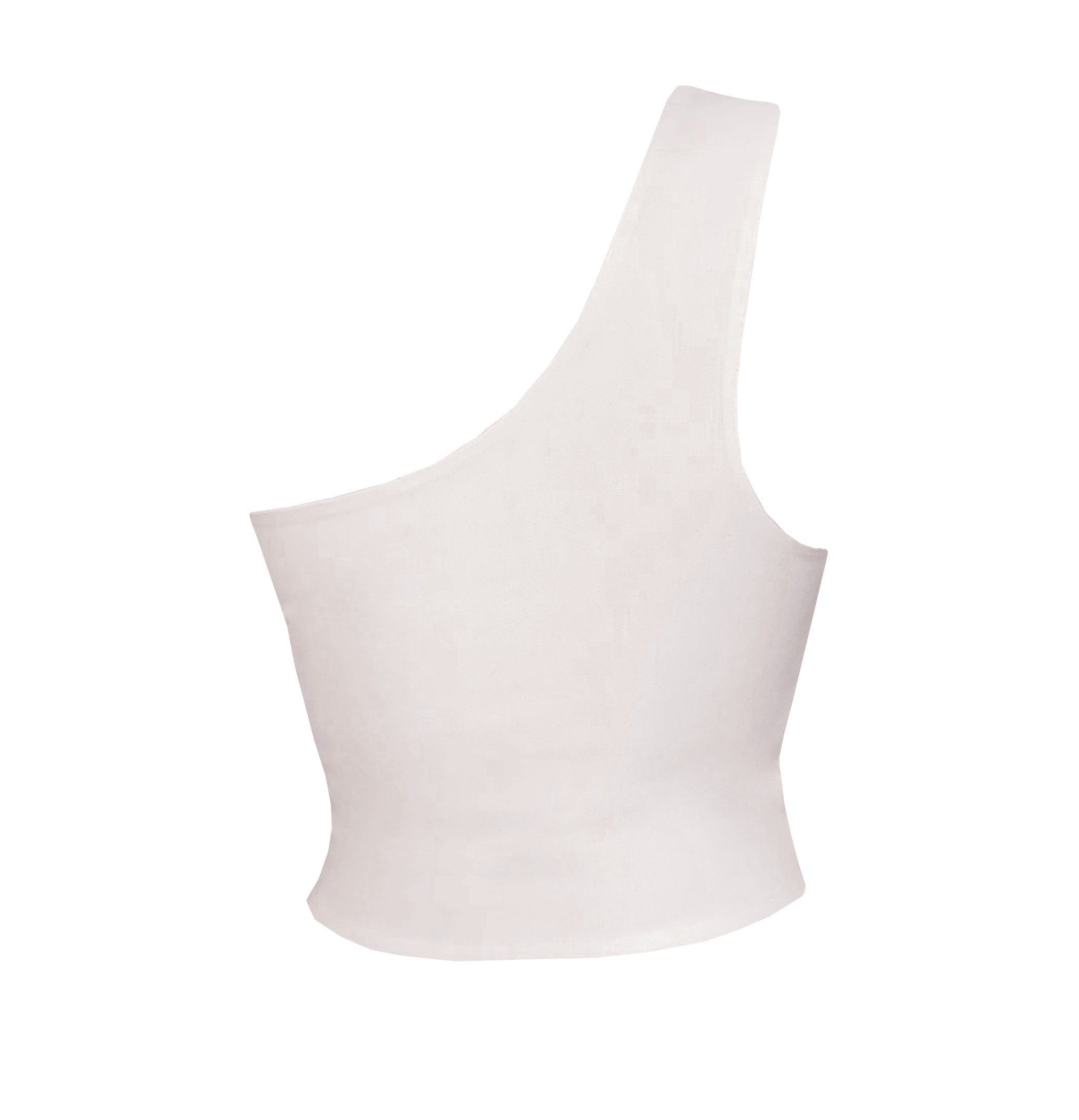 One shoulder top in white
