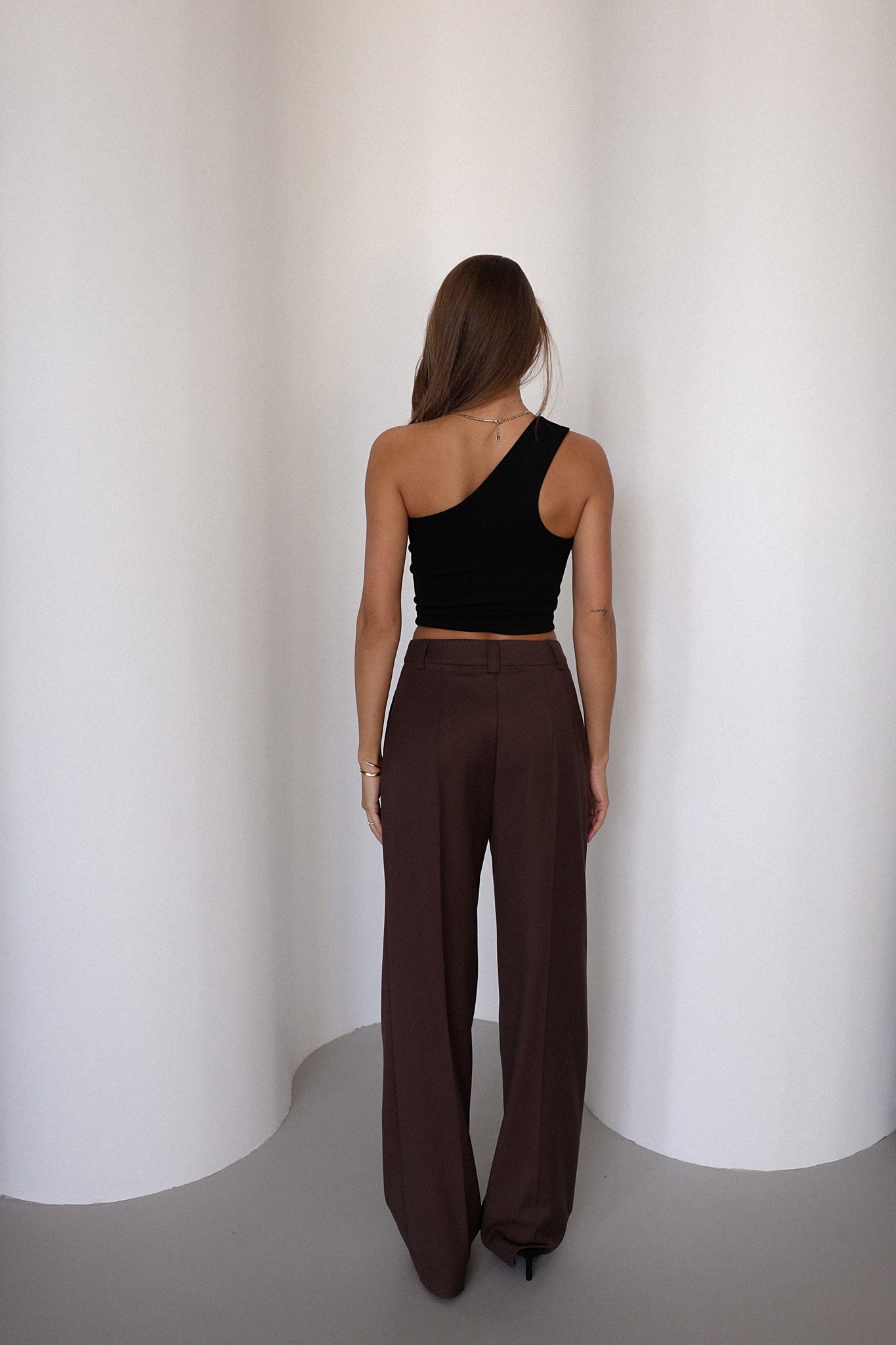 One shoulder top in black