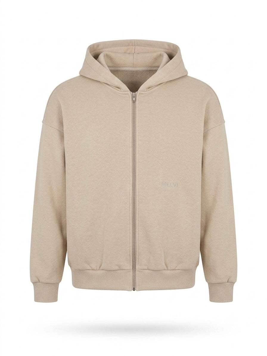 Zip hoodie in oat