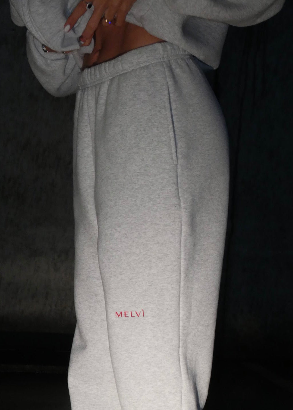 Gray sweatpants with &