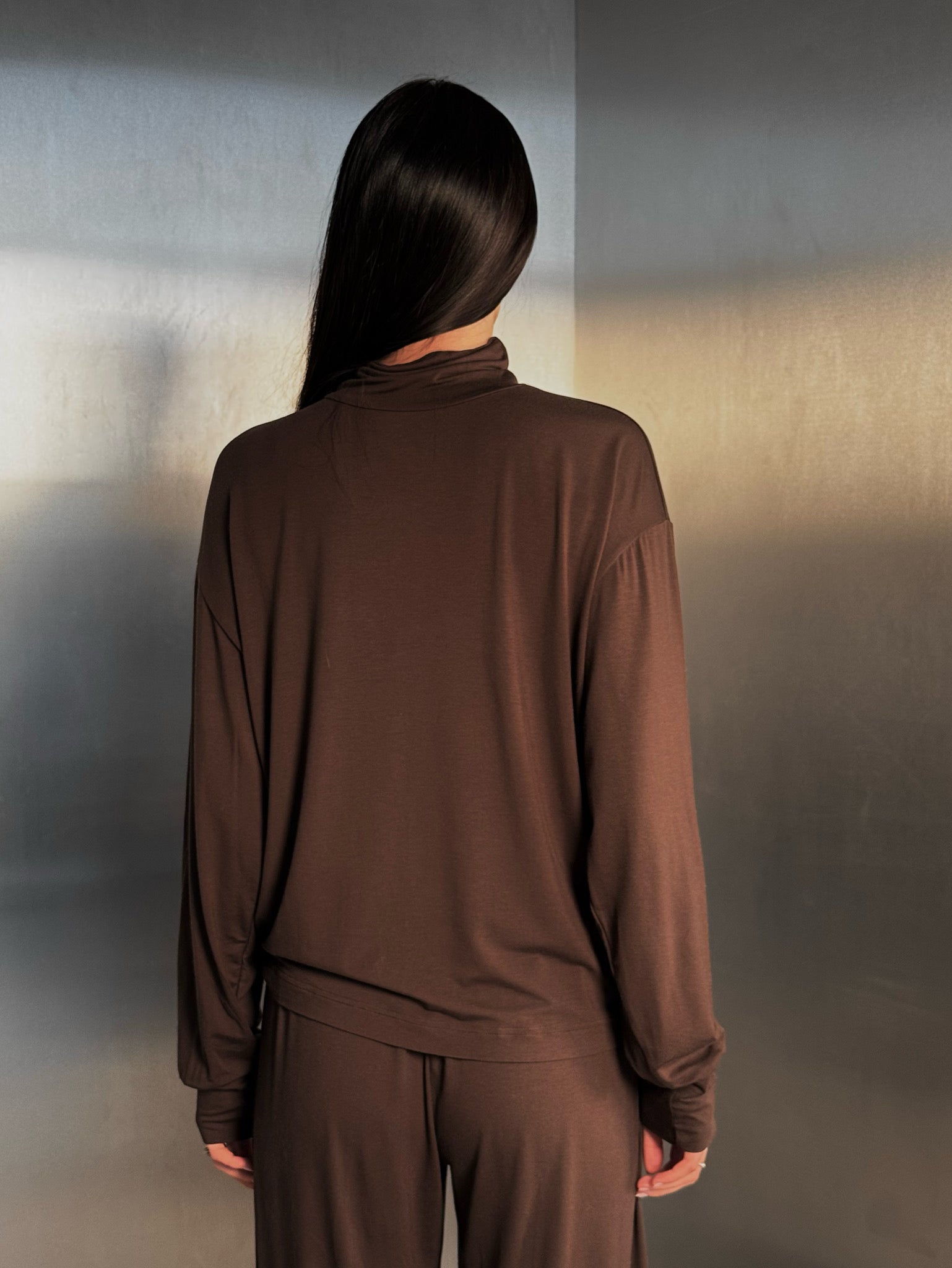 Wool soft lounge set in dark roast