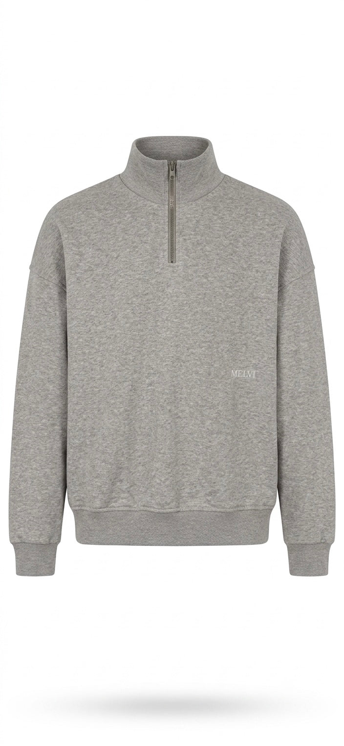 Half zip in storm melange