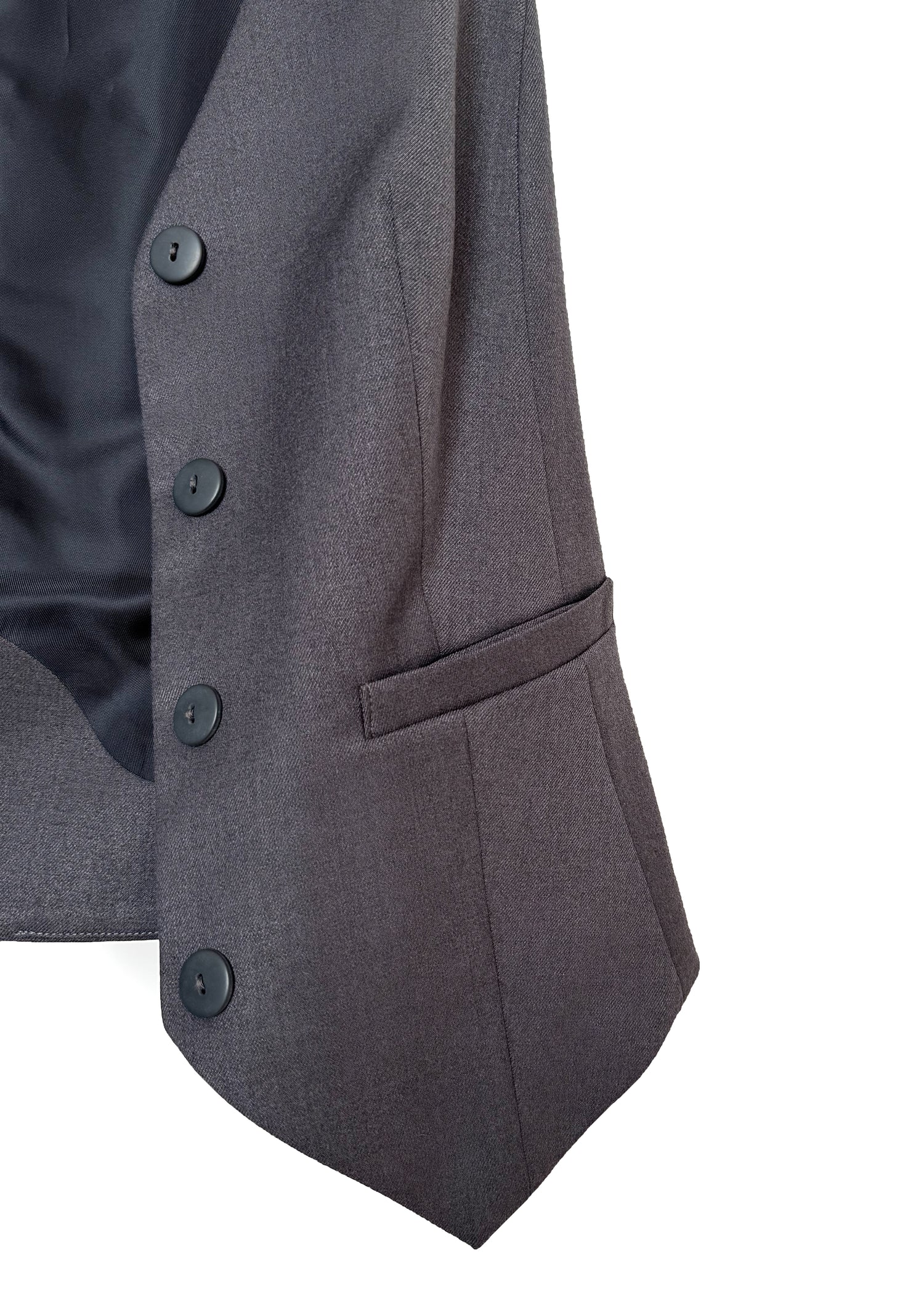 Close-up of fabric texture on Classic Grey Vest for women