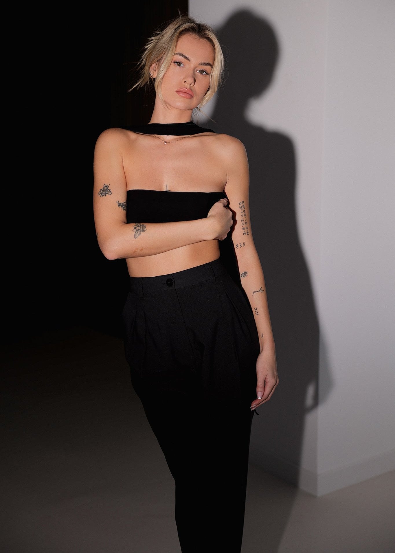 close up view, black, wide, classic women wear