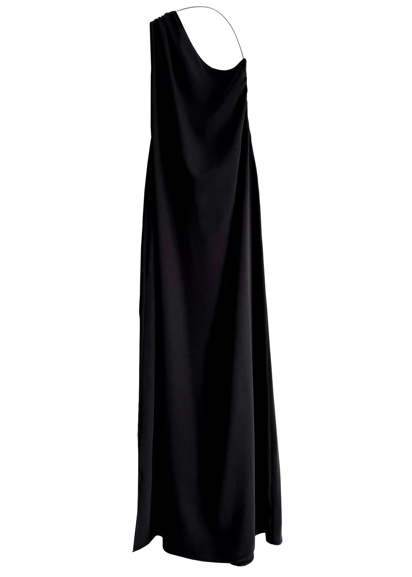 Black slip dress on a white background