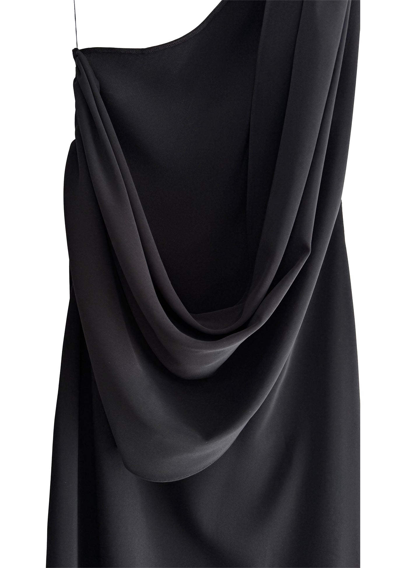 Black draped fabric on a white background