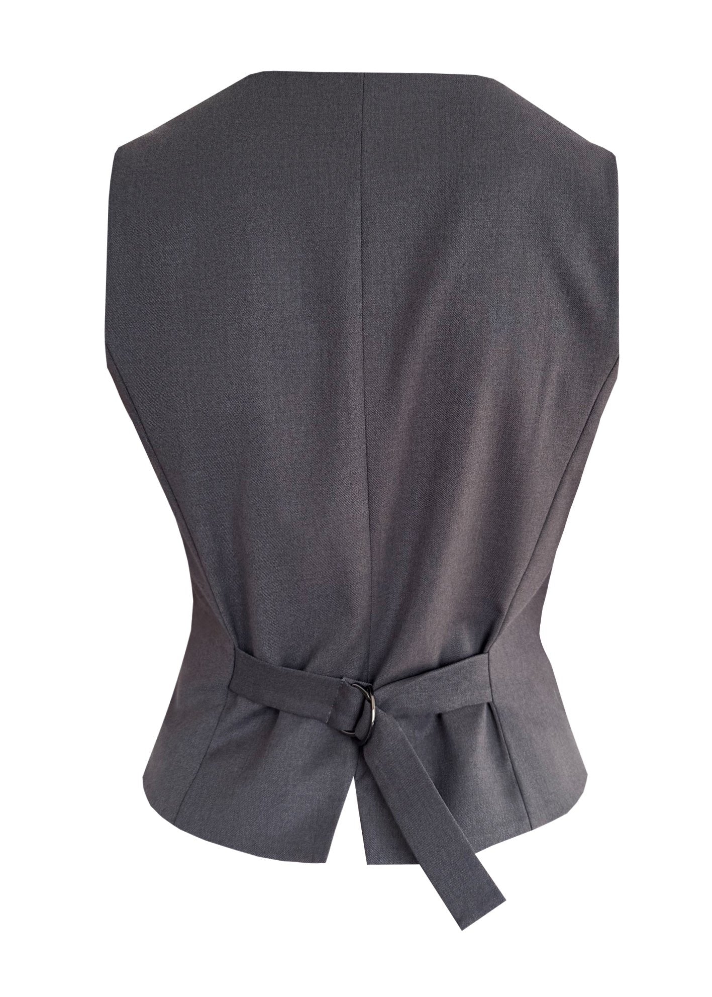Back view of Classic Grey Vest for women, perfect for layering