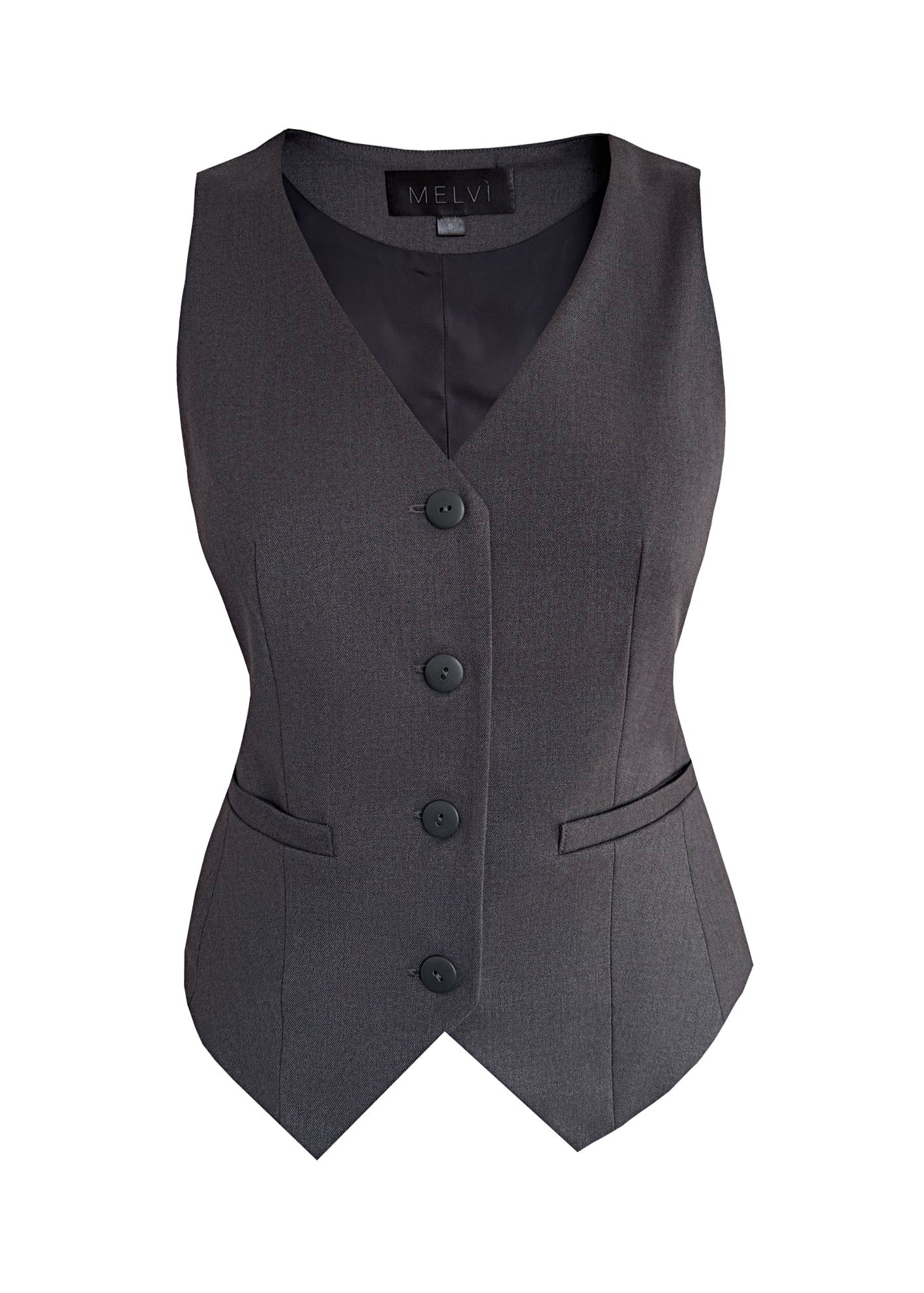 Front view of Classic Grey Vest for women, minimalist style