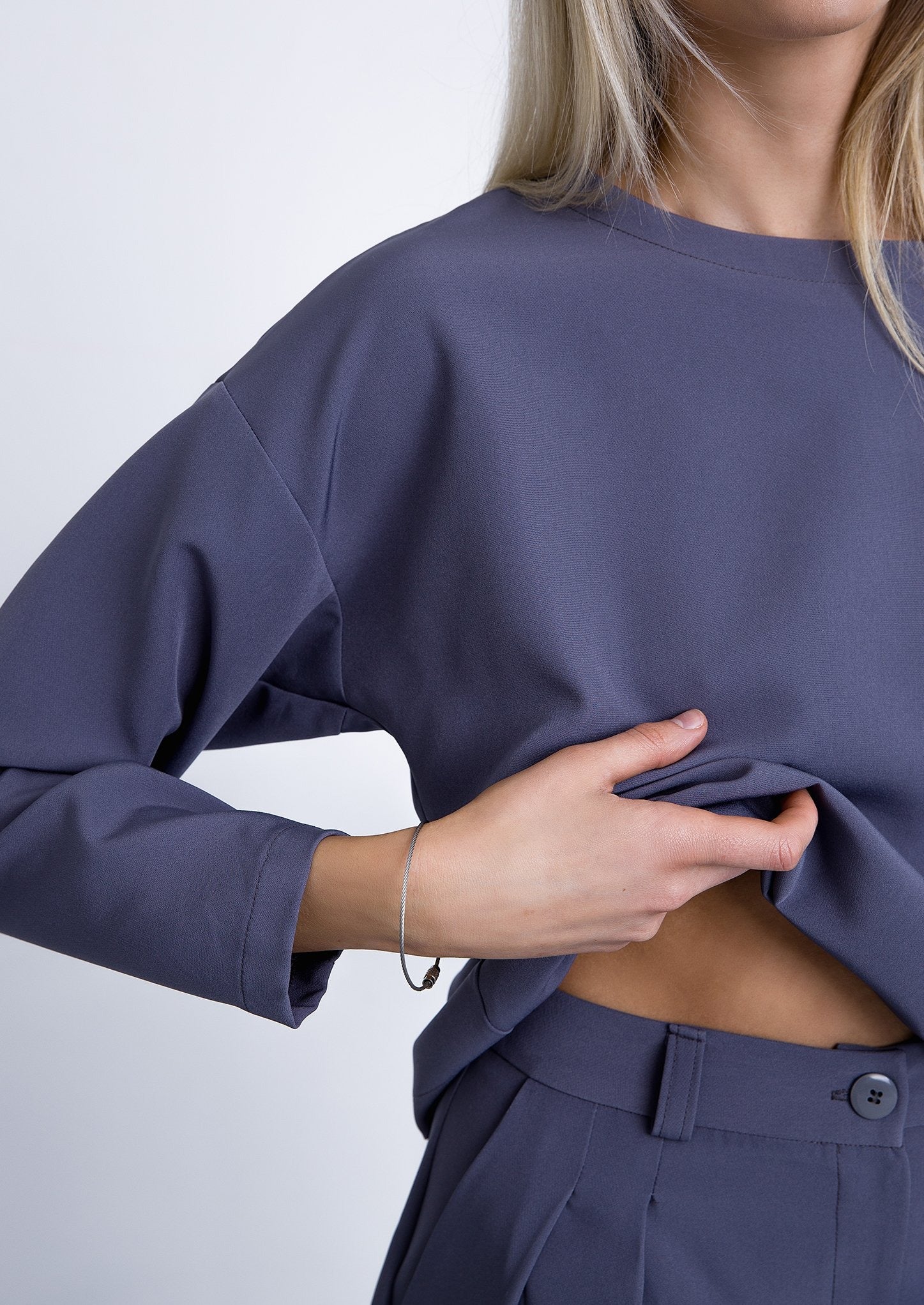Two piece set in greyish blue