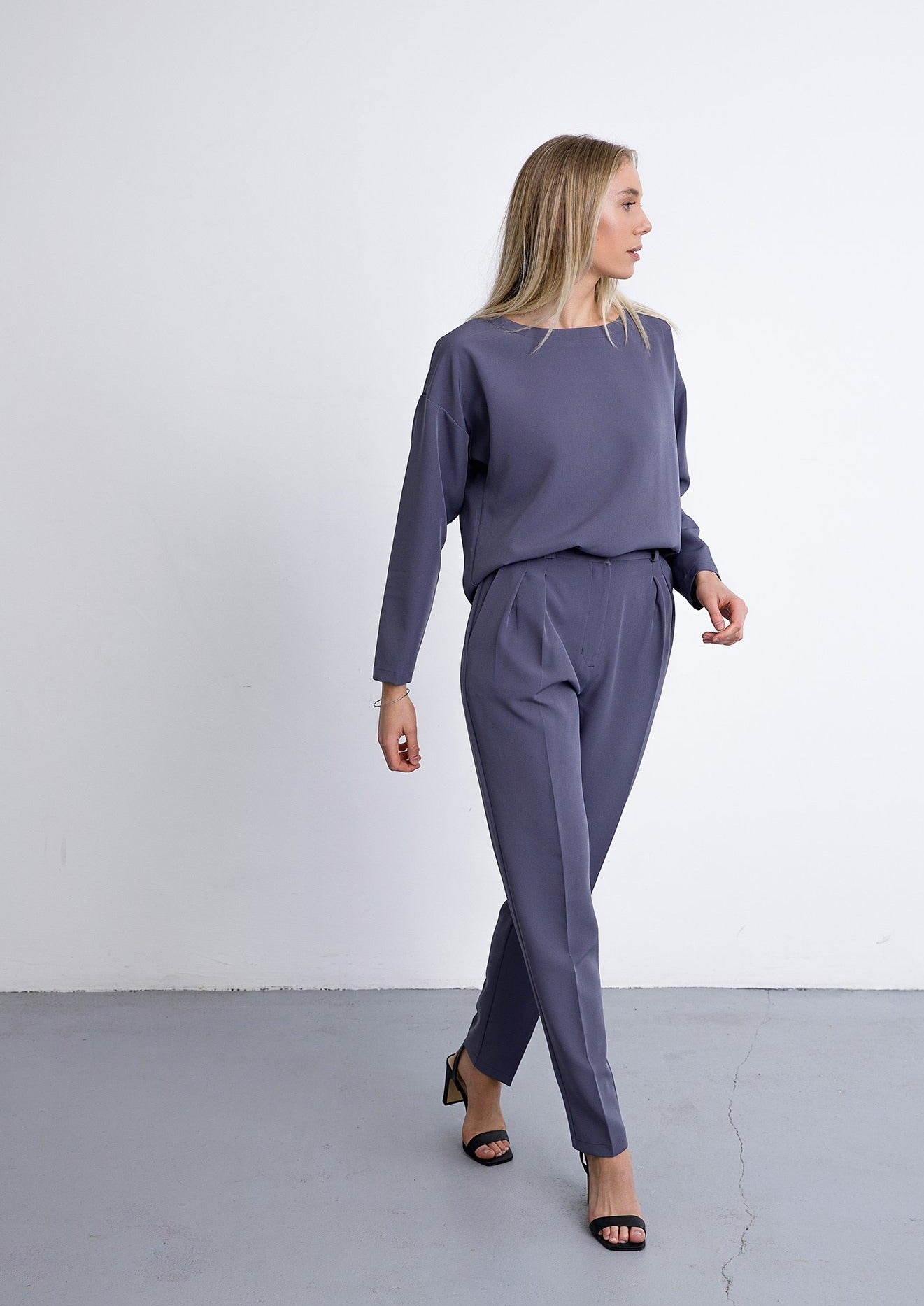 Two piece set in greyish blue