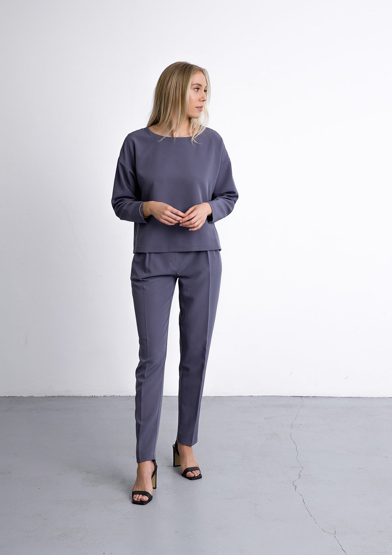 Two piece set in greyish blue