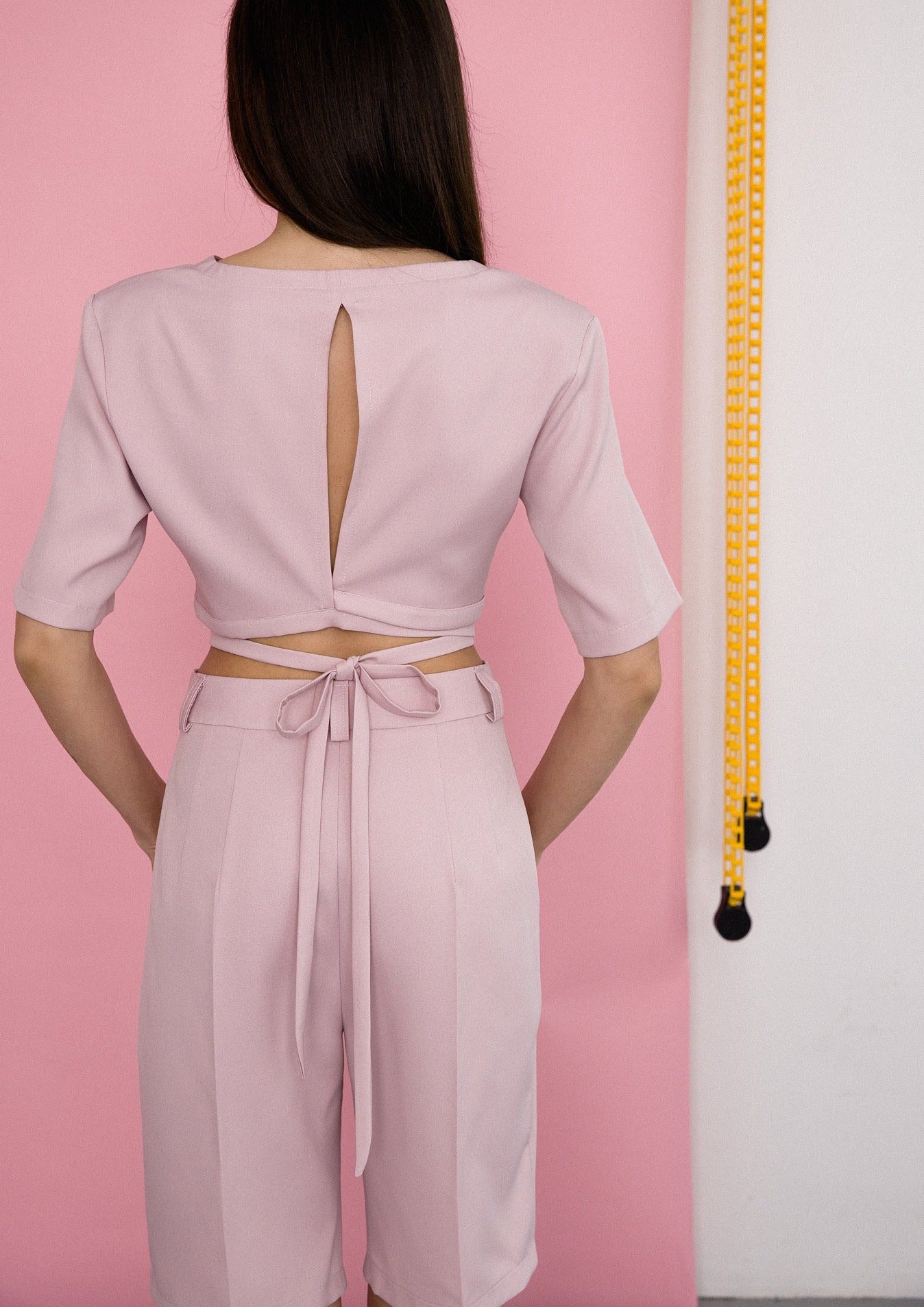 Two piece summer suit in baby pink