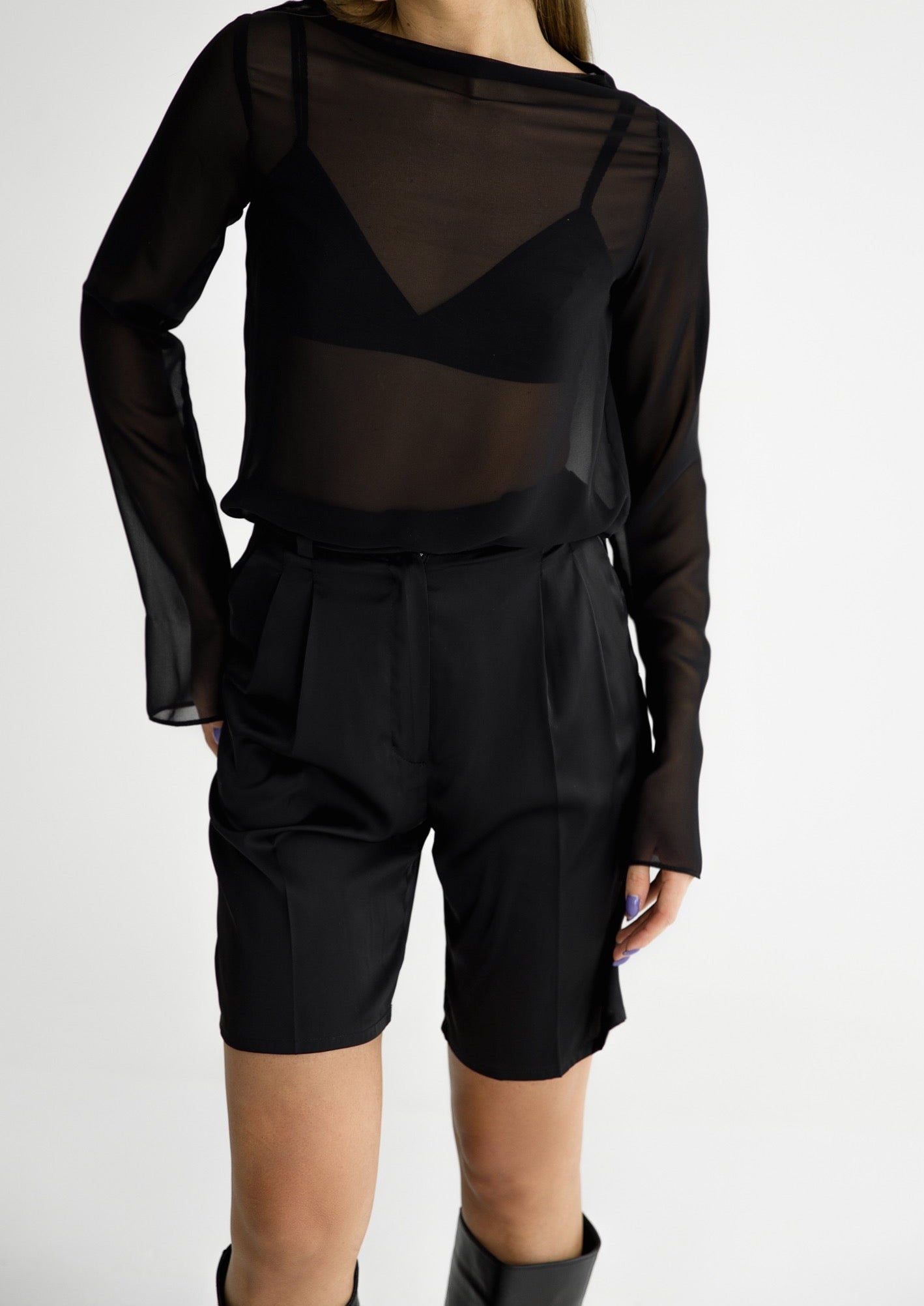 Satin shorts in black