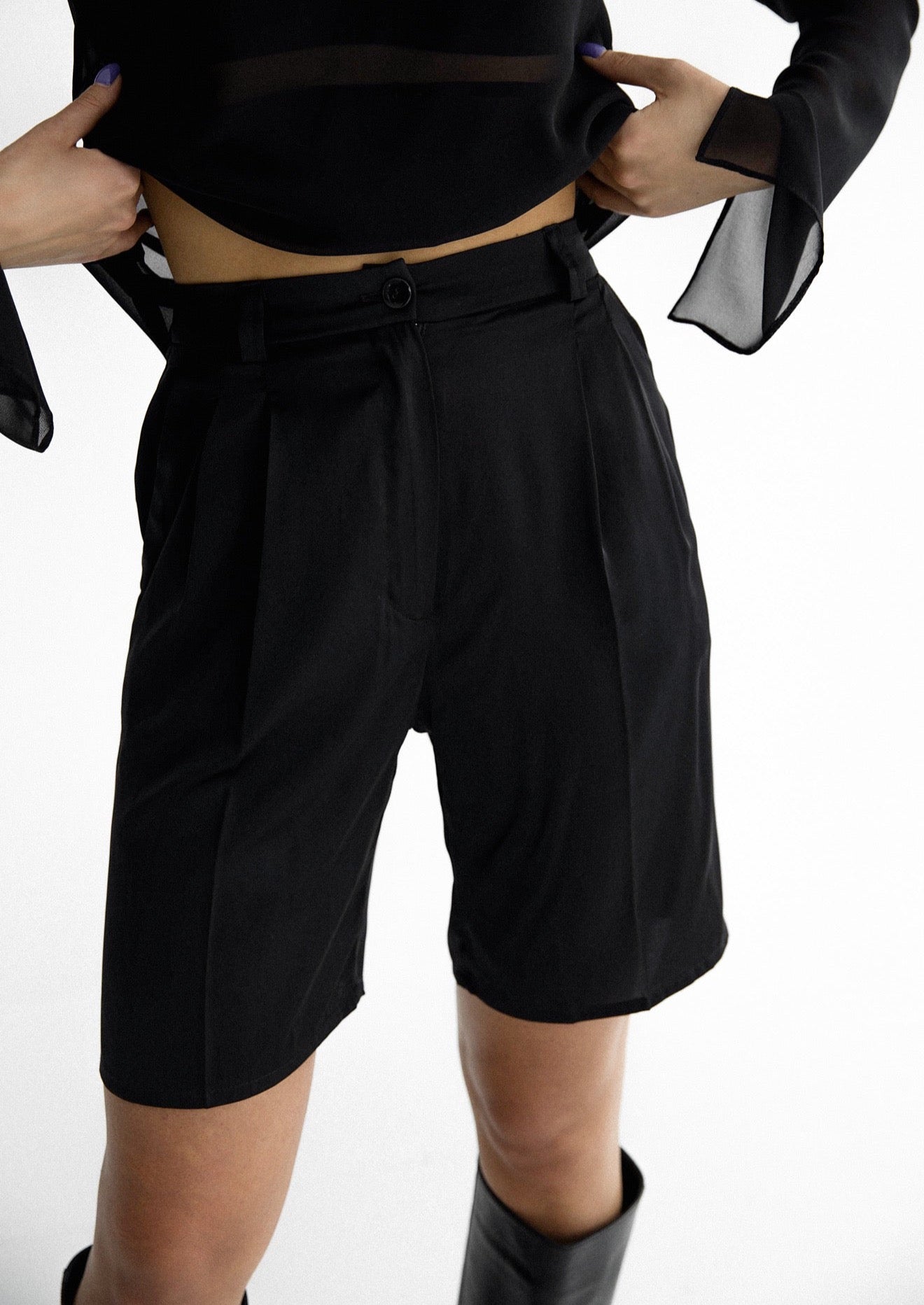 Satin shorts in black