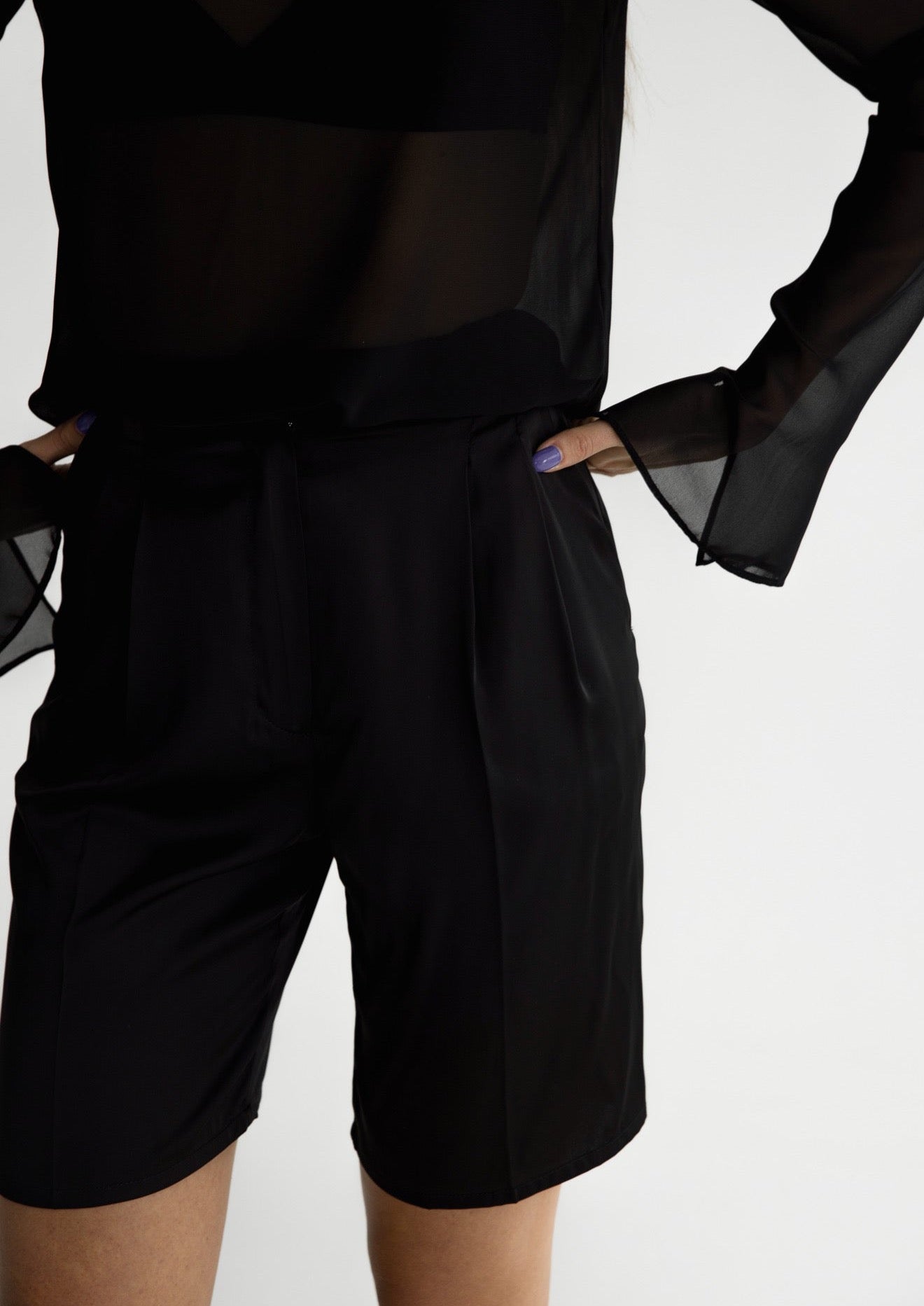 Satin shorts in black