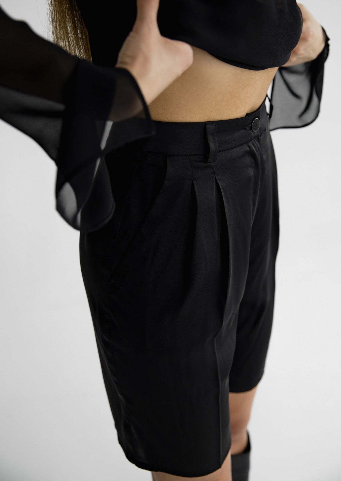 Satin shorts in black