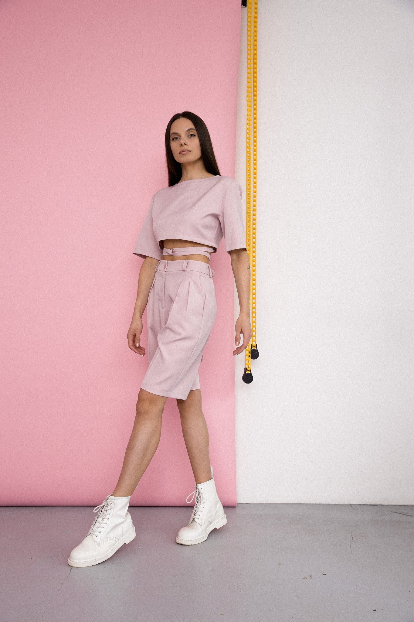 Two piece summer suit in baby pink
