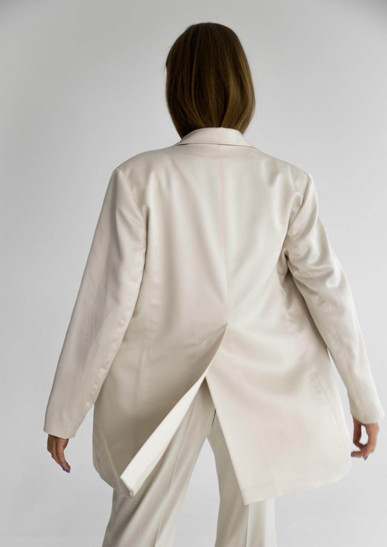 Satin blazer in cream