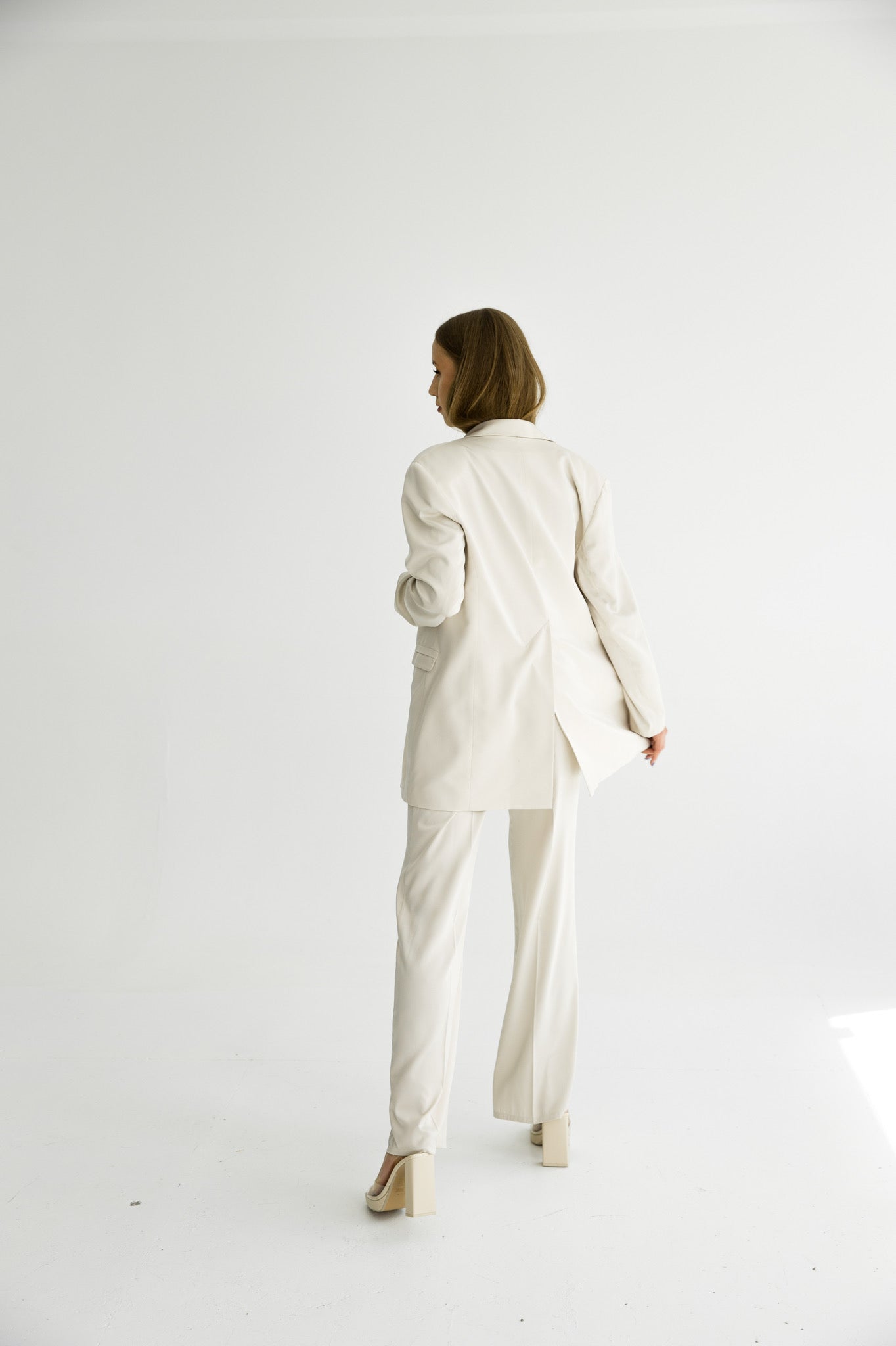 Satin blazer in cream