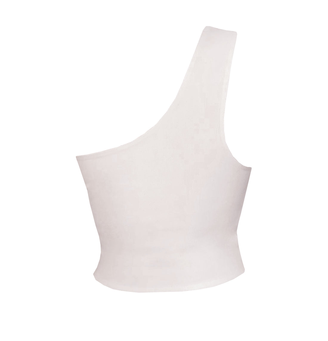 One shoulder top in white