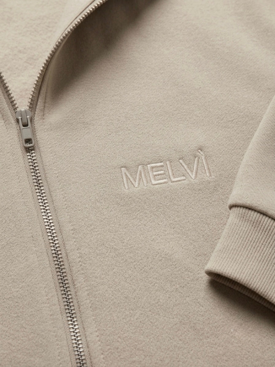 Zip hoodie in oat