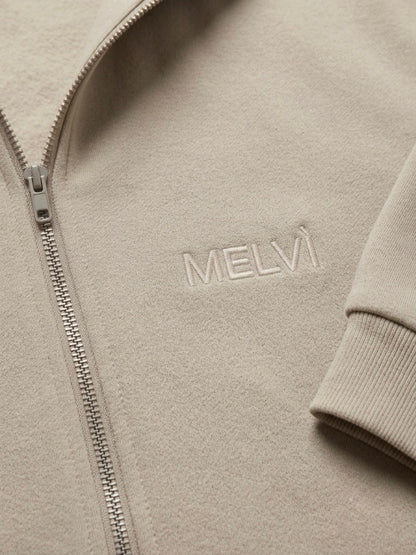Zip hoodie in oat