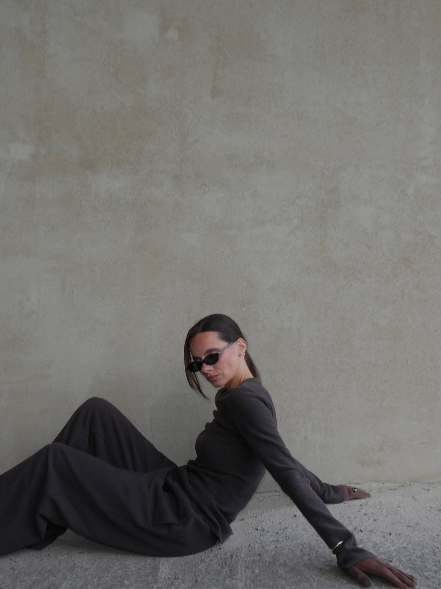 Long sleeve top in walnut