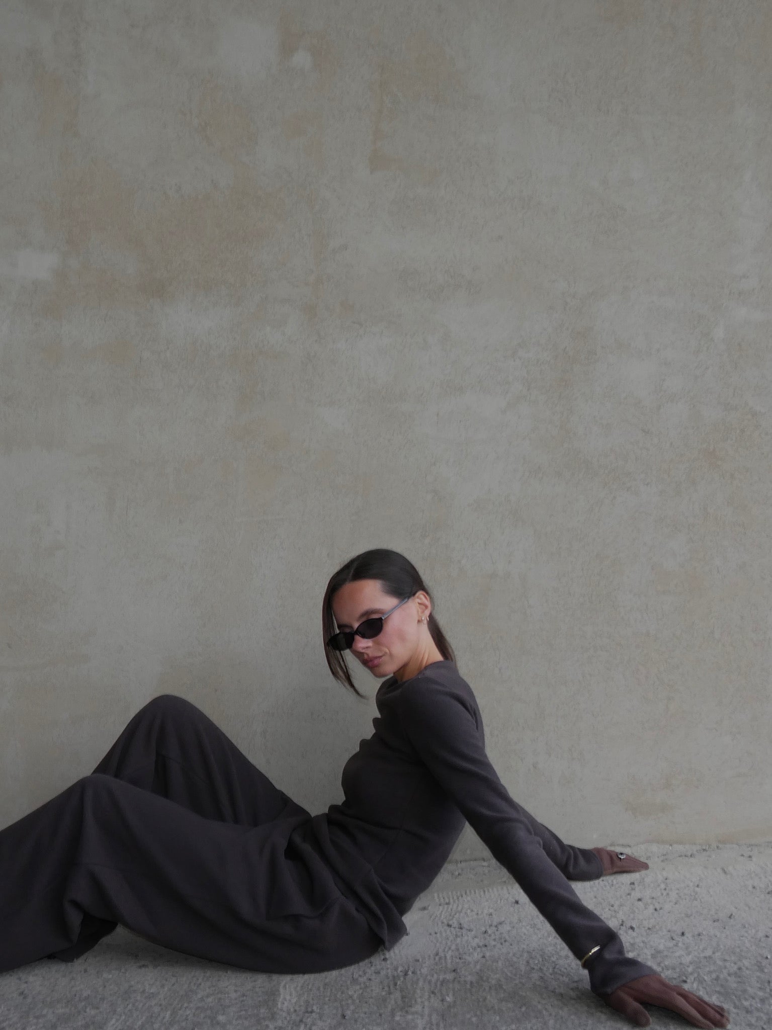 Long sleeve top in walnut