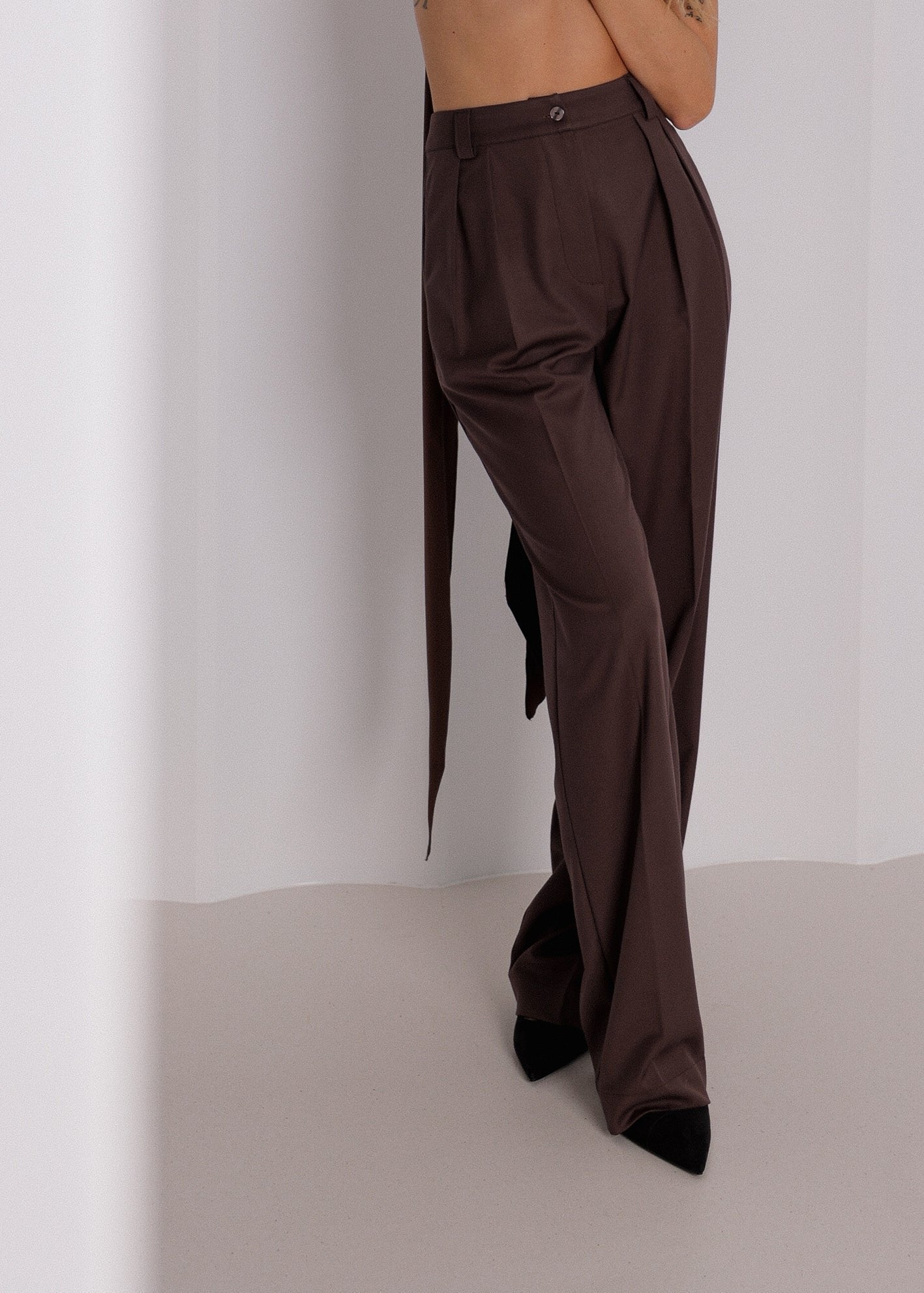 Brown wide classic trousers. Pre-order