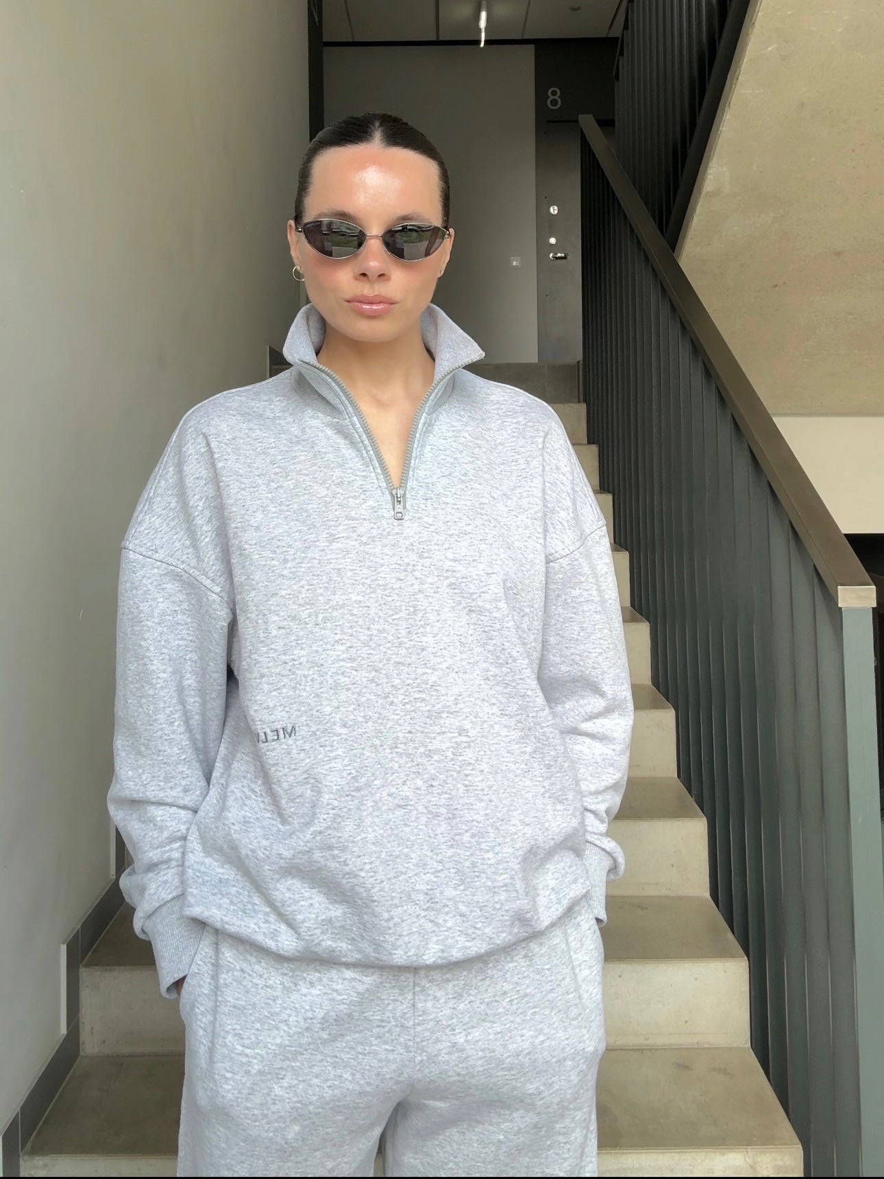Half zip in storm melange