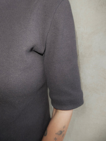 High neck top in walnut