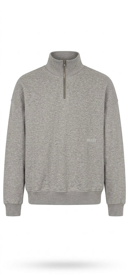 Half zip in storm melange
