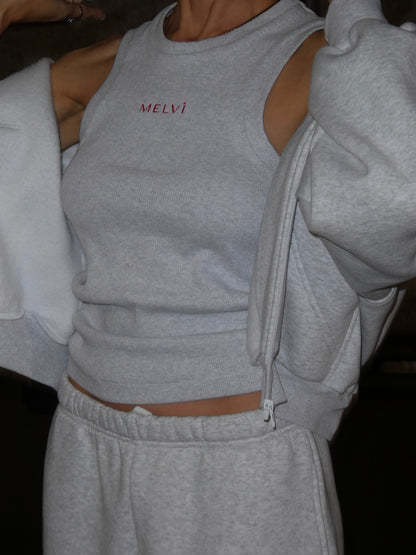Ribbed tank top in cloud grey