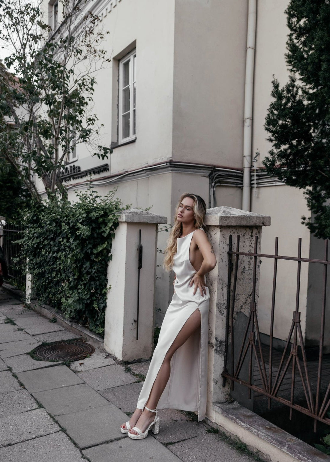 Cream satin dress