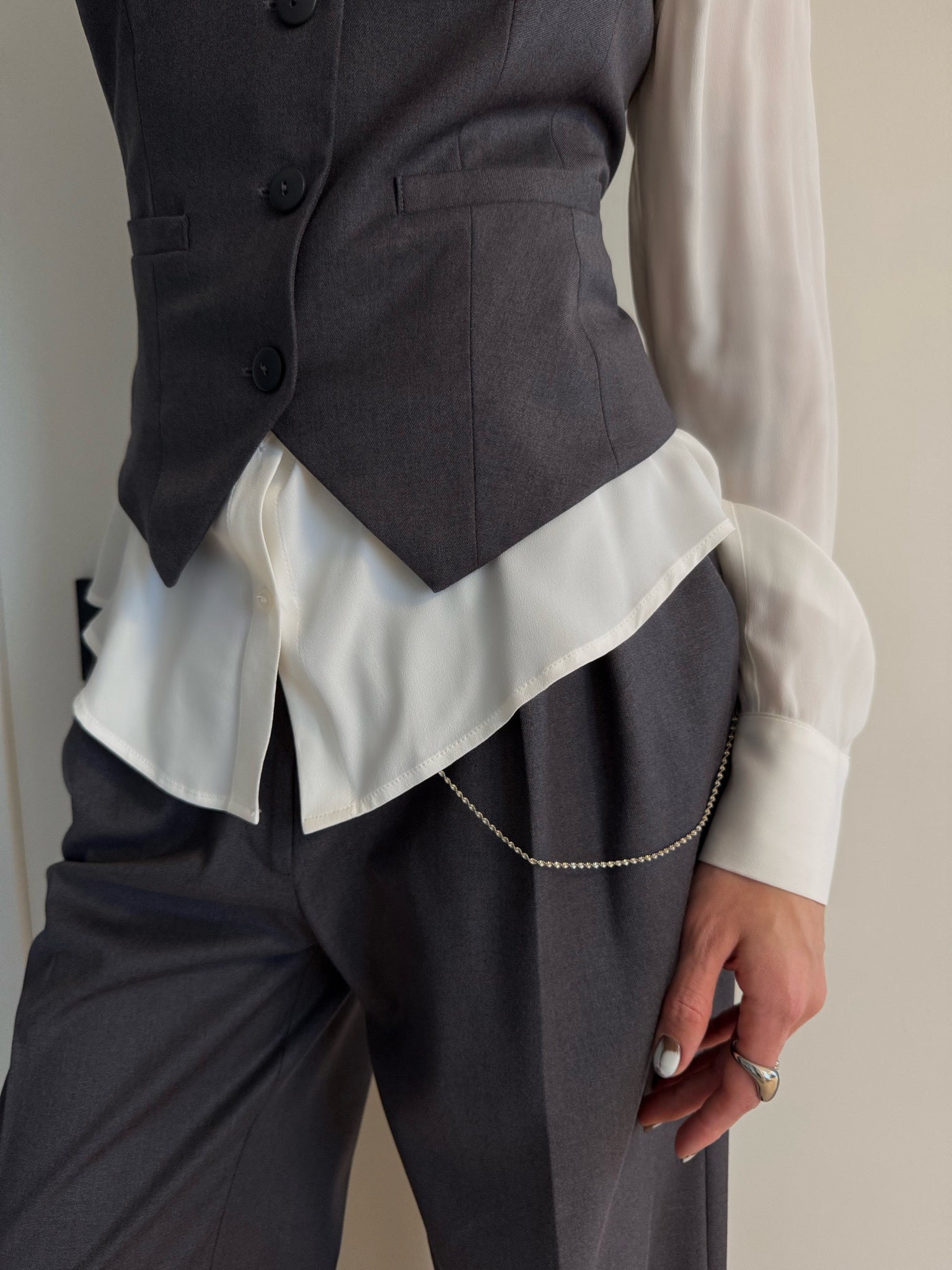 Grey wide classic trousers