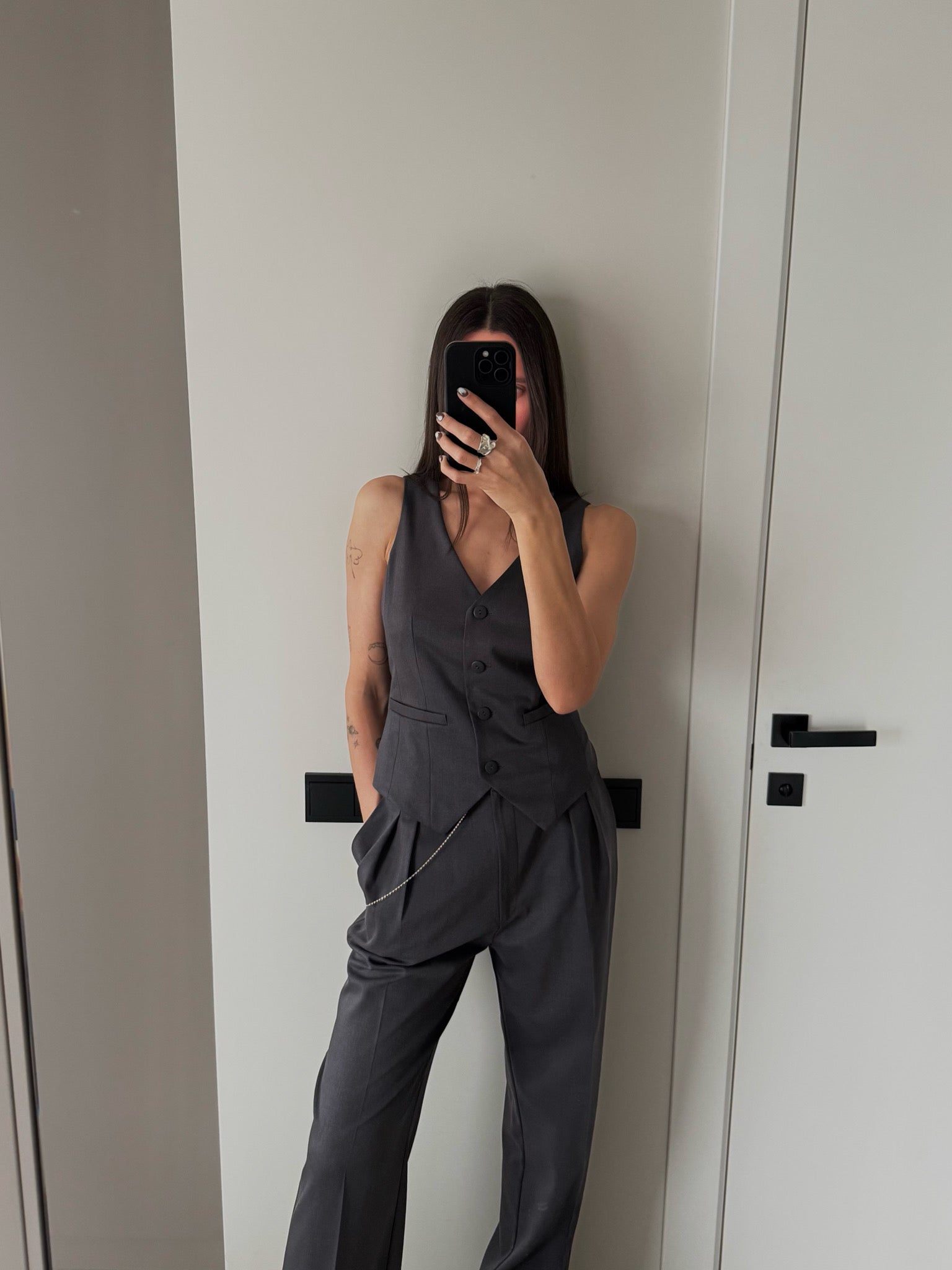 Grey wide classic trousers
