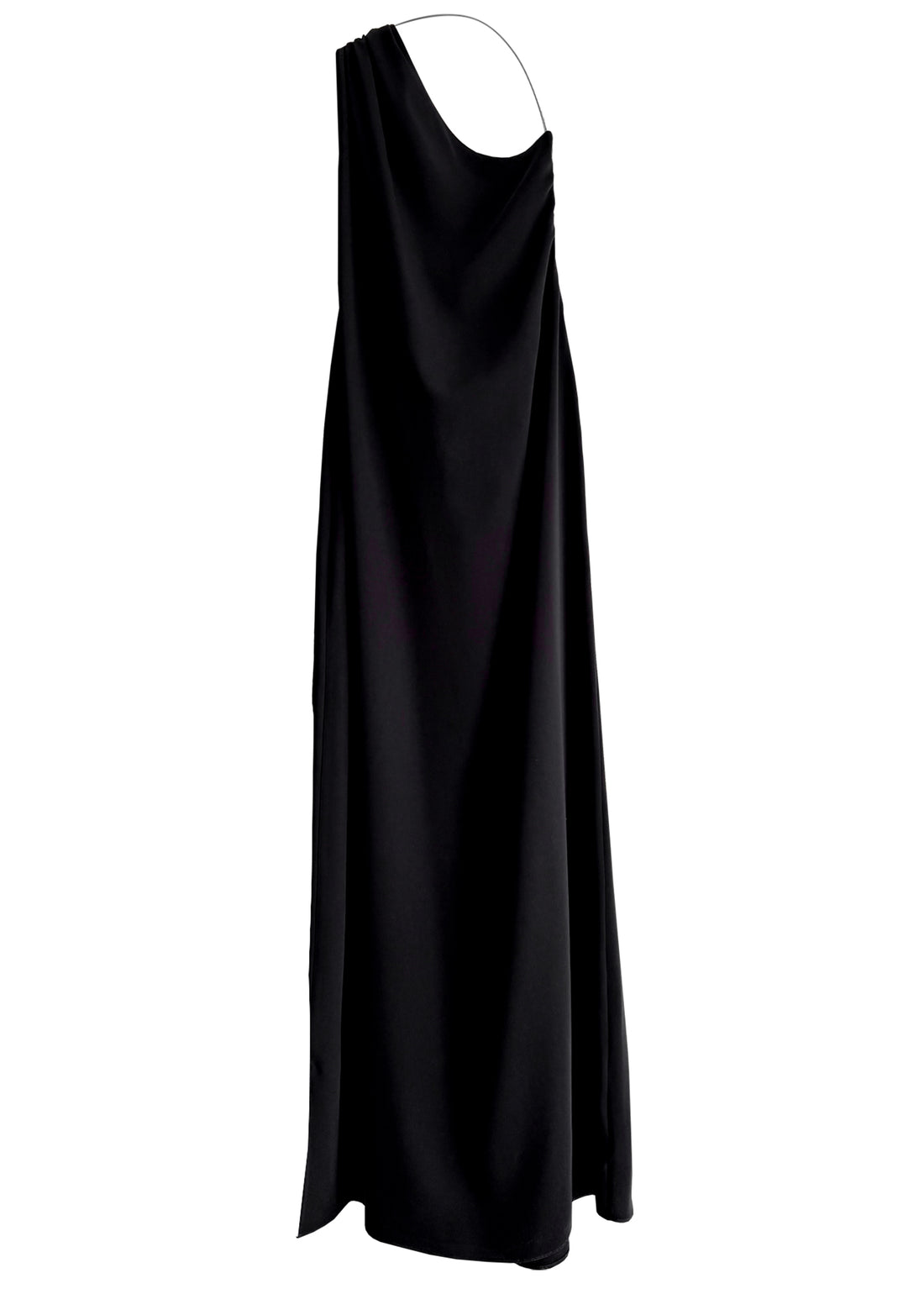 Black slip dress on a white background