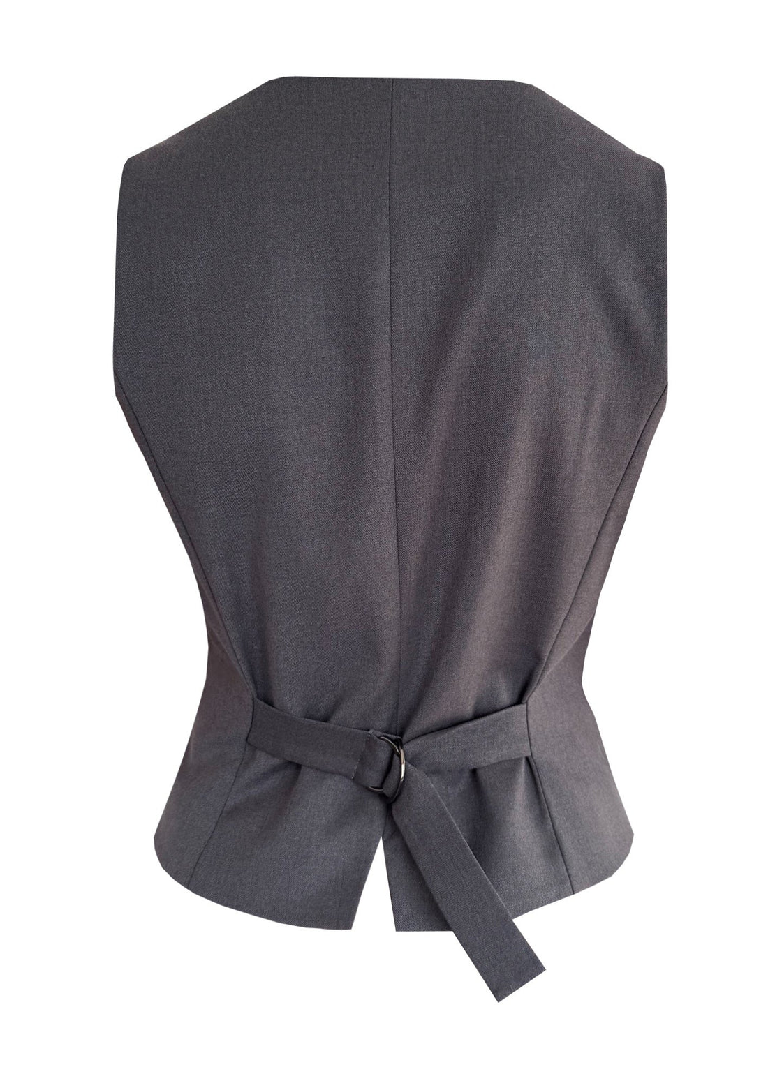 Back view of Classic Grey Vest for women, perfect for layering