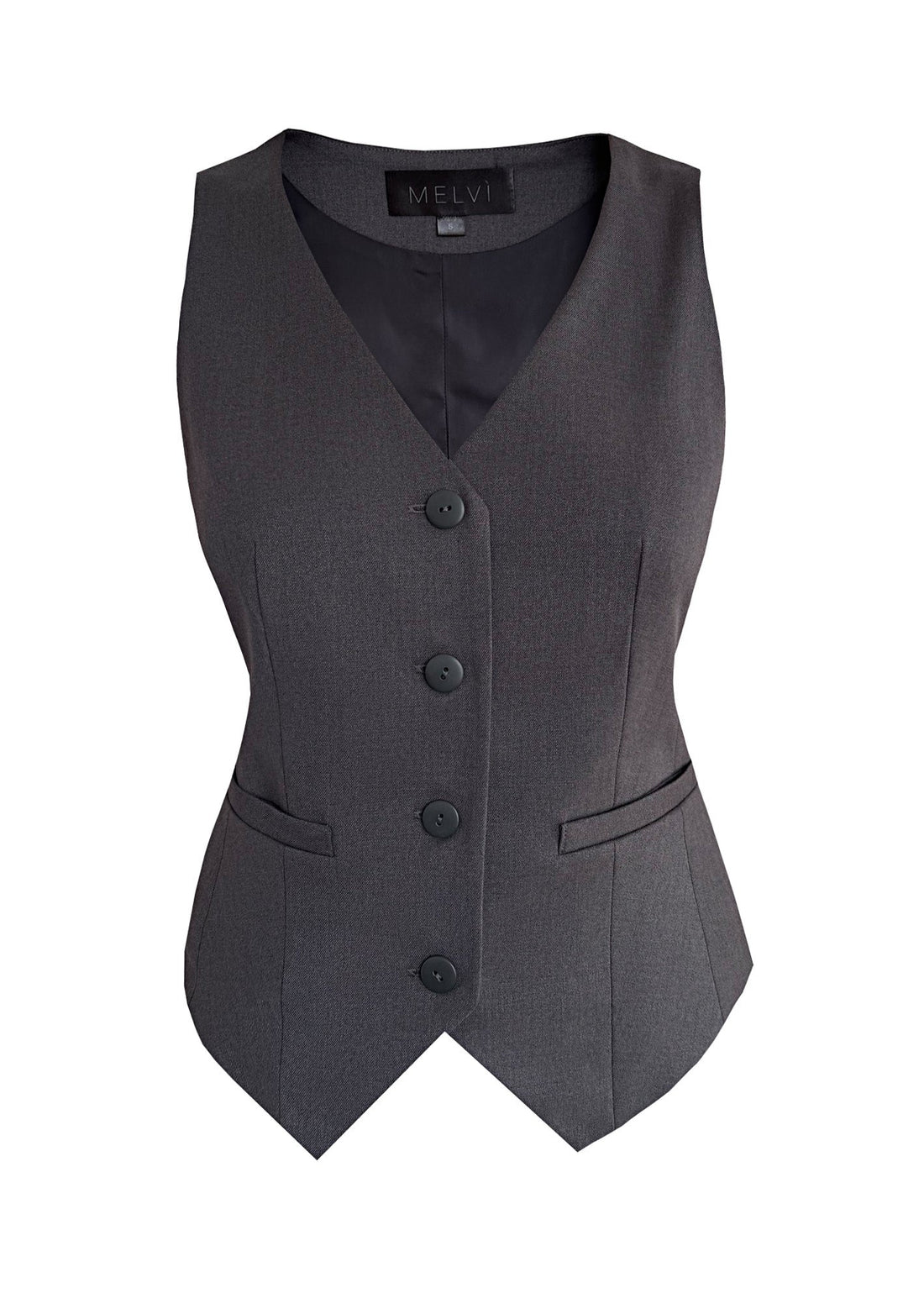 Front view of Classic Grey Vest for women, minimalist style