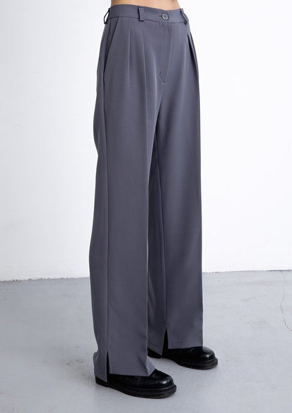 Wide trousers in greyish blue