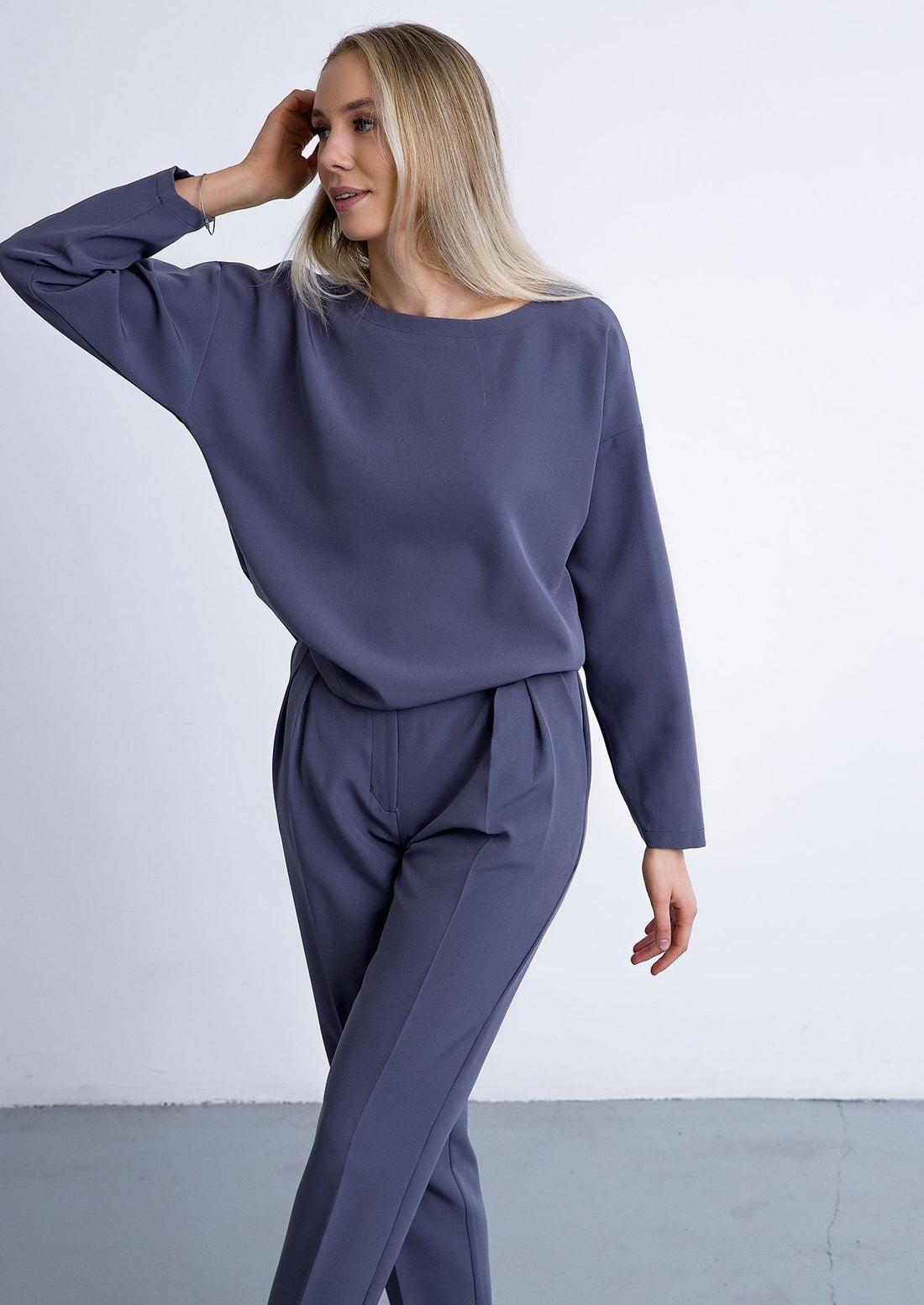 Two piece set in greyish blue