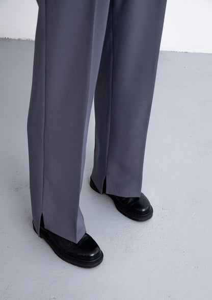 Wide trousers in greyish blue