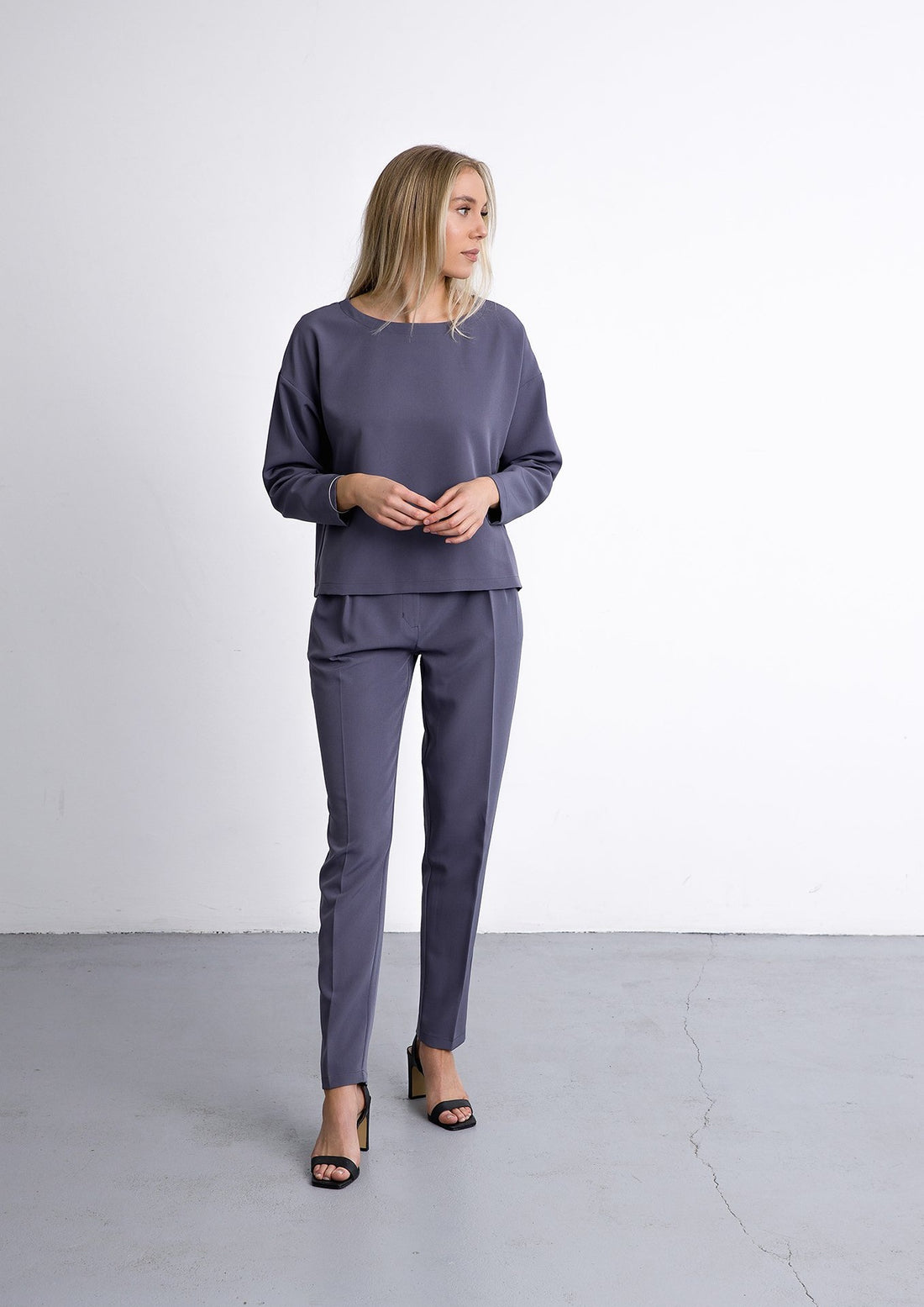 Two piece set in greyish blue