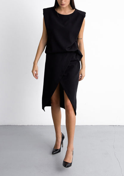 Midi wrap-up skirt in black