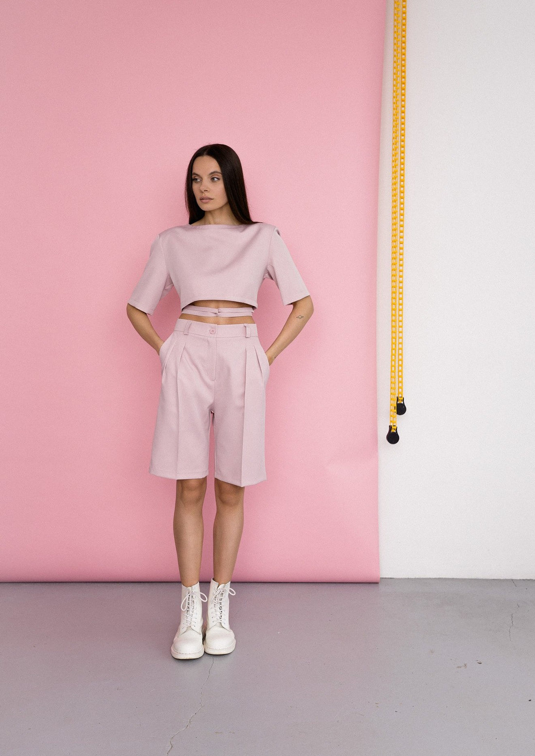 Two piece summer suit in baby pink