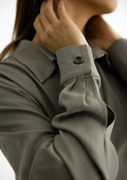 Linen oversize shirt in olive