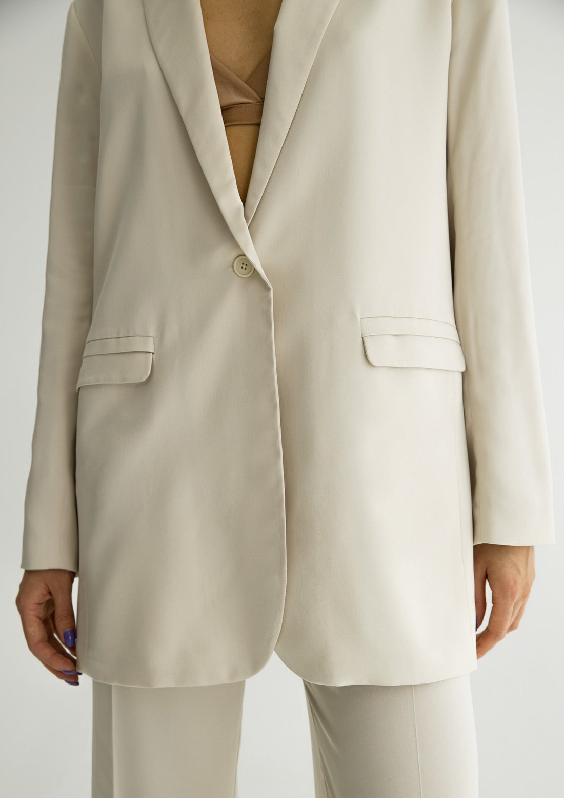 Satin blazer in cream