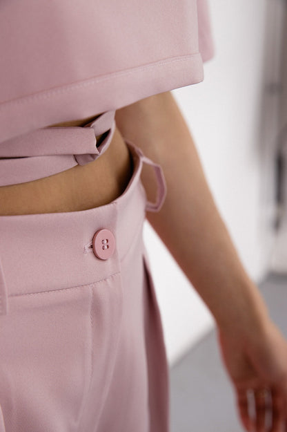 Two piece summer suit in baby pink